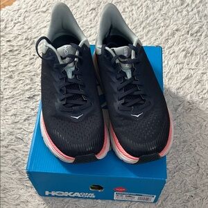 Hoka One One Navy and Coral Athletic Shoes